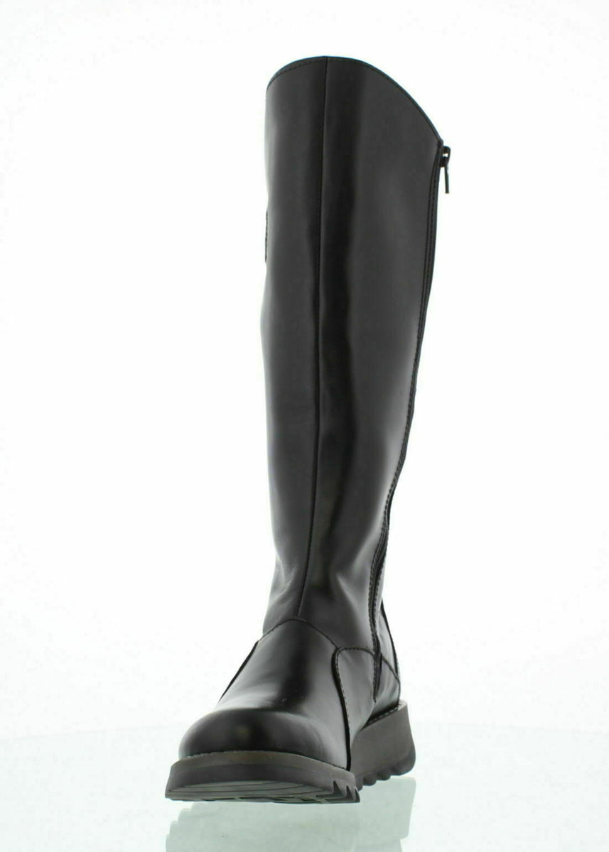 Fly London Mol 2 Black Leather Zip Up Knee High Made In Portugal Redpath Shoes Canberra