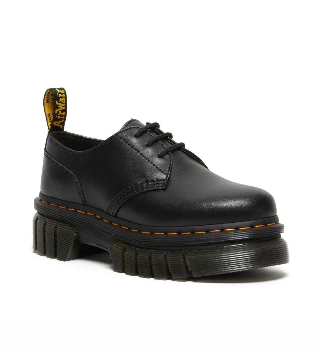 Dr. Martens Audrick Black Nappa Lux Platform 3 Eyelet Shoe Redpath Shoes Canberra