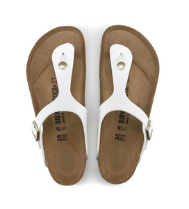 Birkenstock Gizeh Patent White Birko-Flor Made In Germany