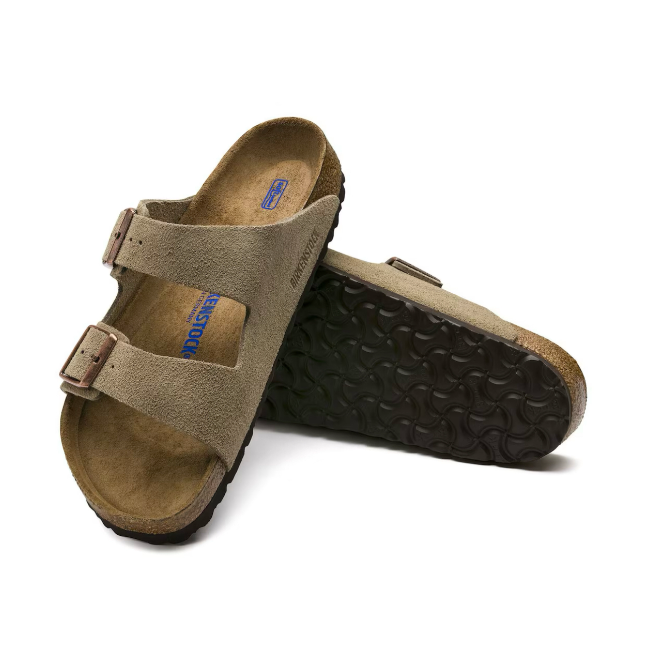 Birkenstock Arizona Taupe Suede Leather Soft Footbed Made In Germany