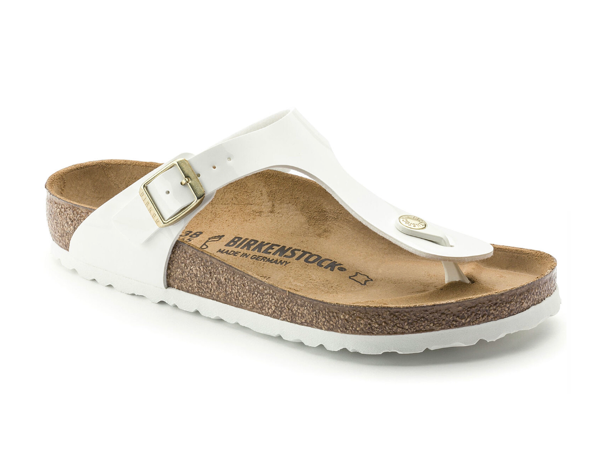 Birkenstock Gizeh Patent White Birko-Flor Made In Germany