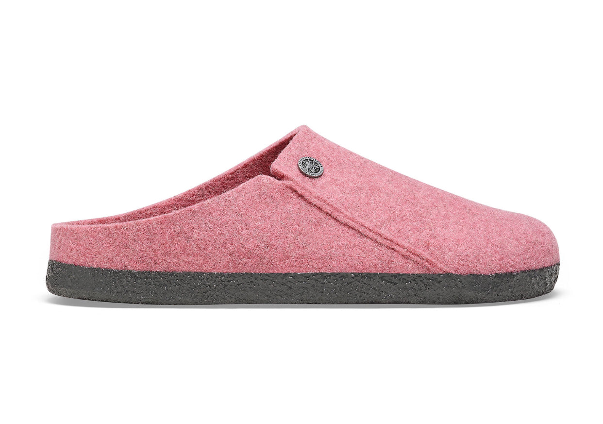 Birkenstock Zermatt Rivet Split Fuchsia Tulip Pink Wool Felt Clog Shearling Removable Footbed