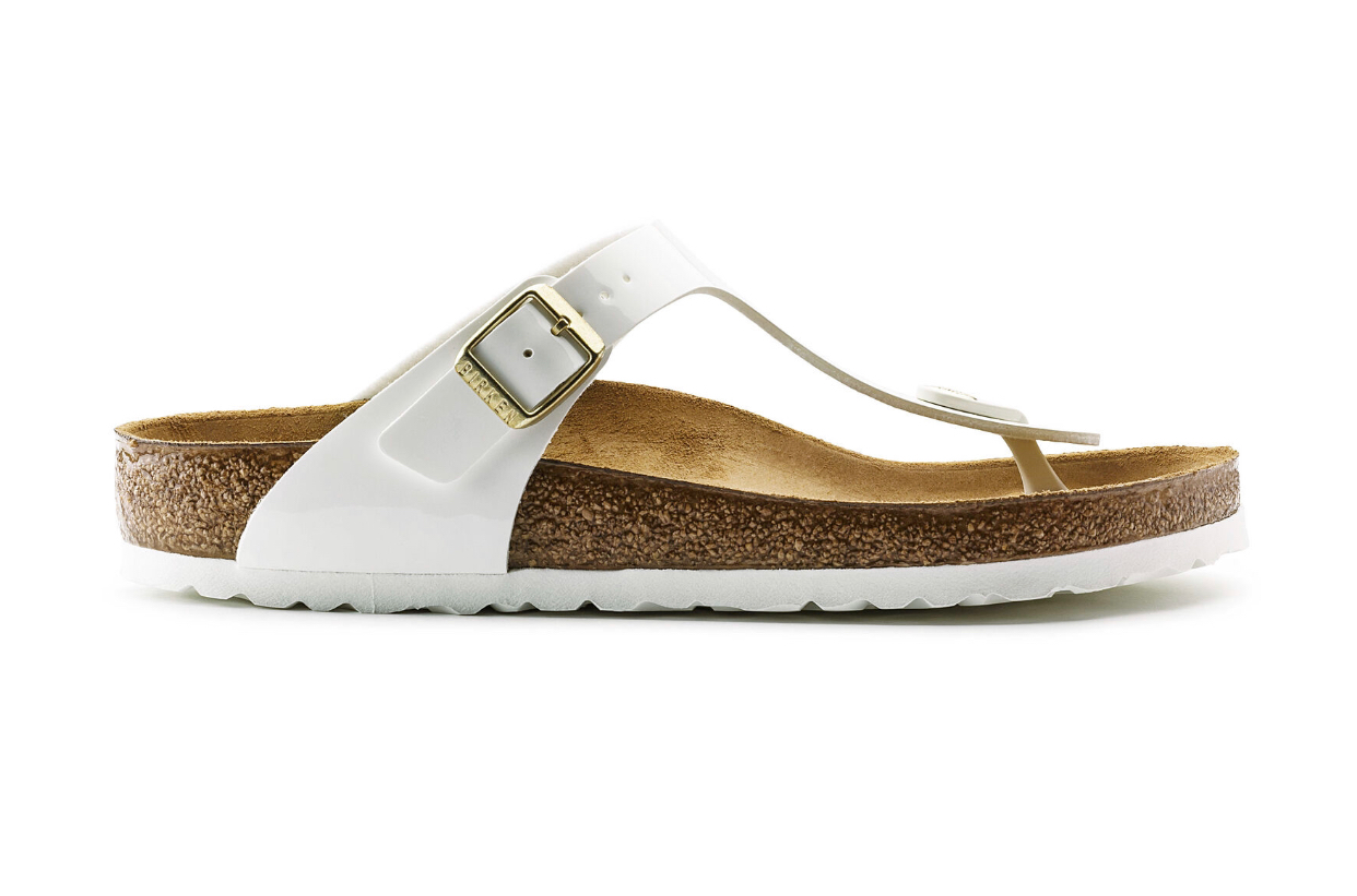 Birkenstock Gizeh Patent White Birko-Flor Made In Germany