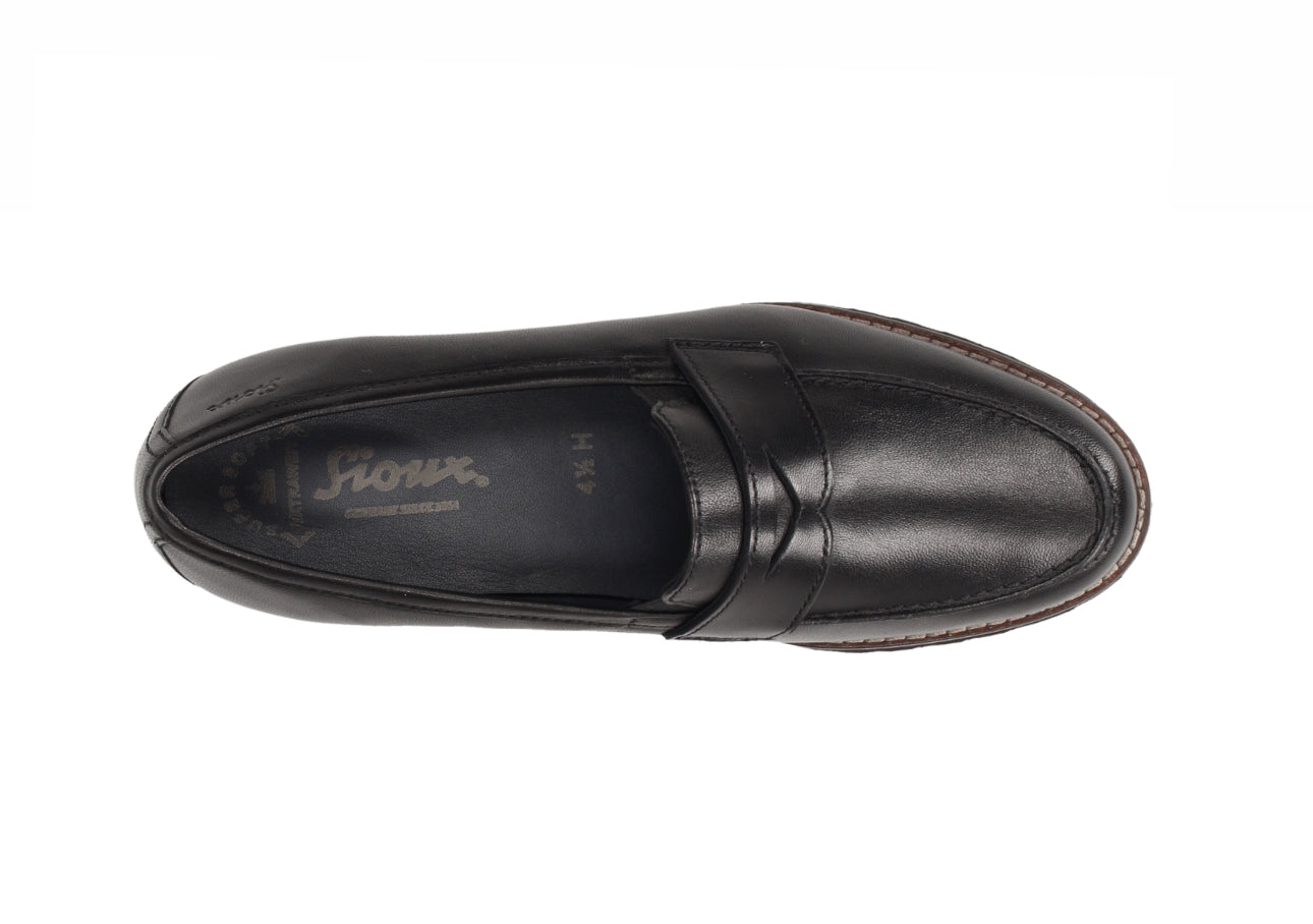 Sioux 66534 Meredith-709-H Black Schwarz Leather Penny Loafer Shoe