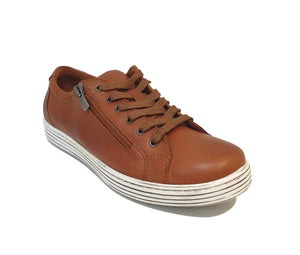 Cabello Comfort Unity Light Tan Brown 6 Eyelet Zip Shoe Made In Turkey