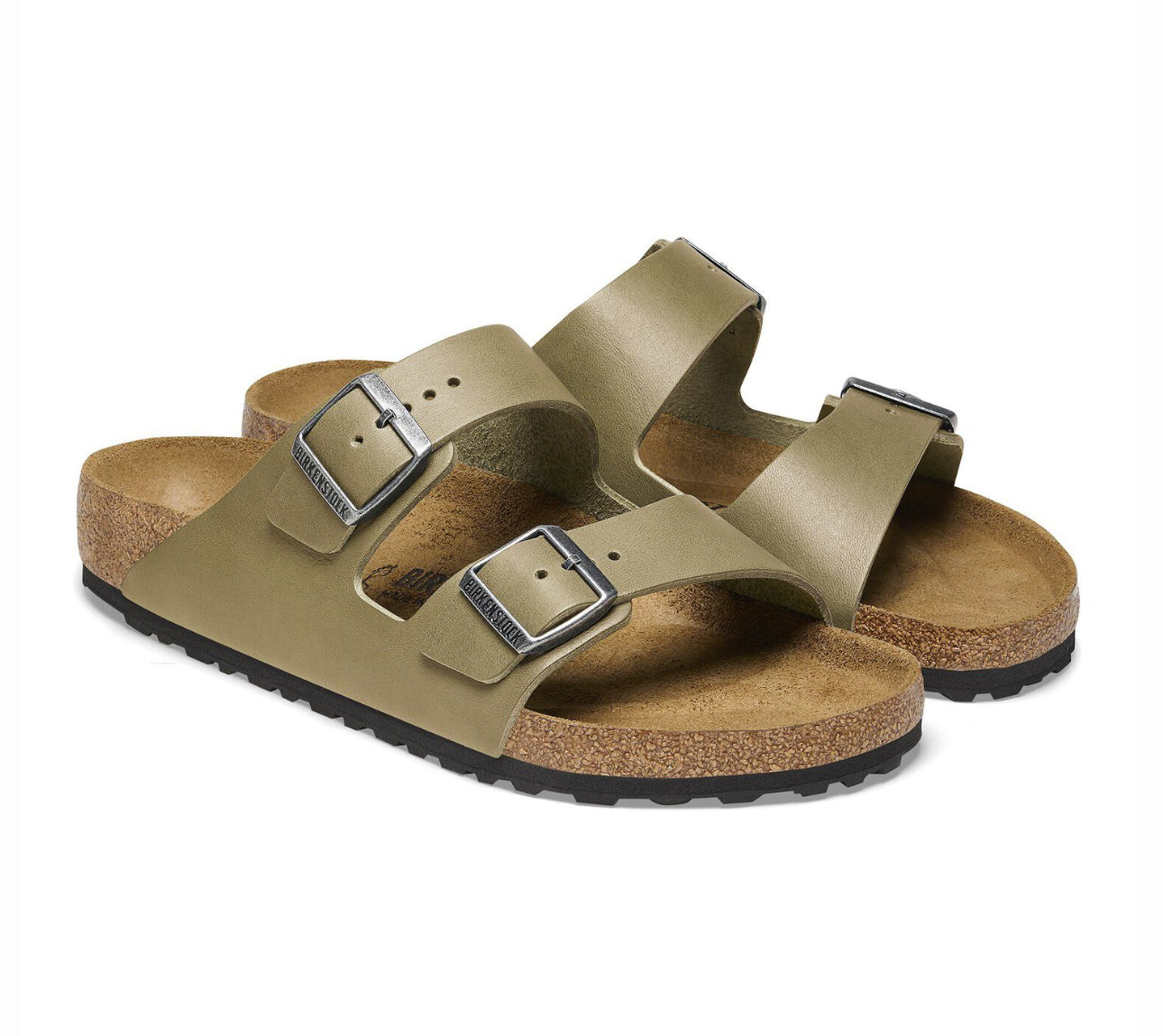 Birkenstock Arizona Faded Khaki Natural Leather Made In Germany