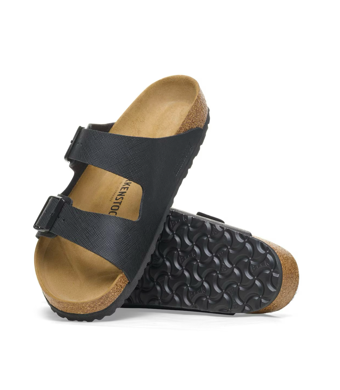 Birkenstock Arizona Saffiano Black Birko-Flor Made In Germany