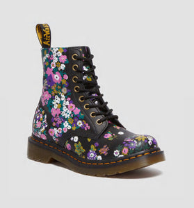 Dr. Martens 1460 Pascal Black Multi Vintage Floral Backhand Ankle 8 Eyelet Boot