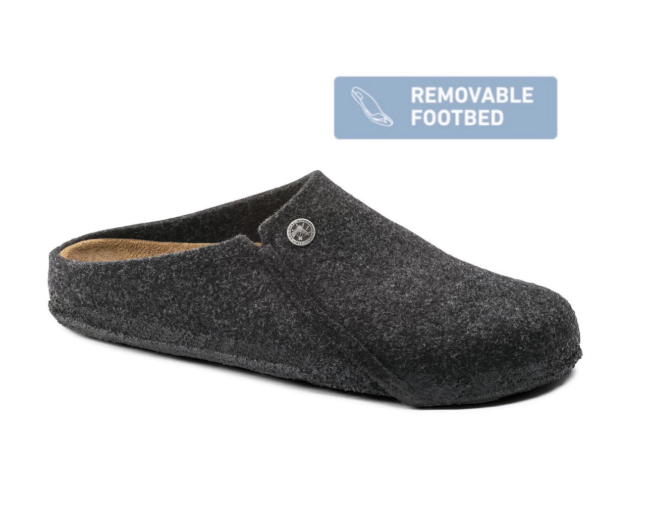 Birkenstock Zermatt Rivet Anthracite Wool Felt Clog Removable Footbed