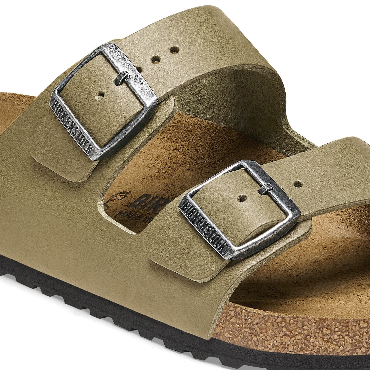 Birkenstock Arizona Faded Khaki Natural Leather Made In Germany