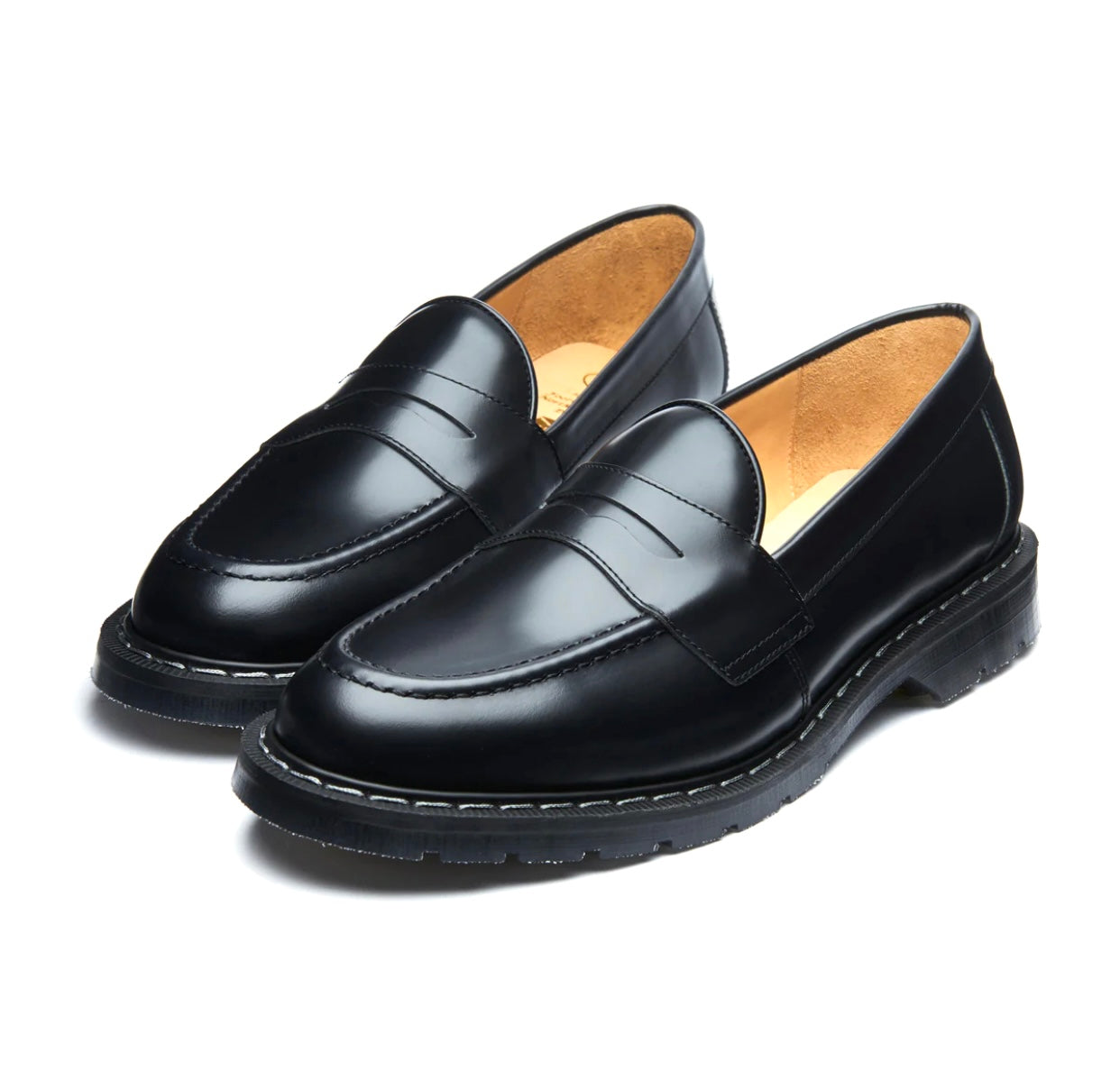 Solovair Penny Loafer Black Hi-Shine Leather Shoe Made In England