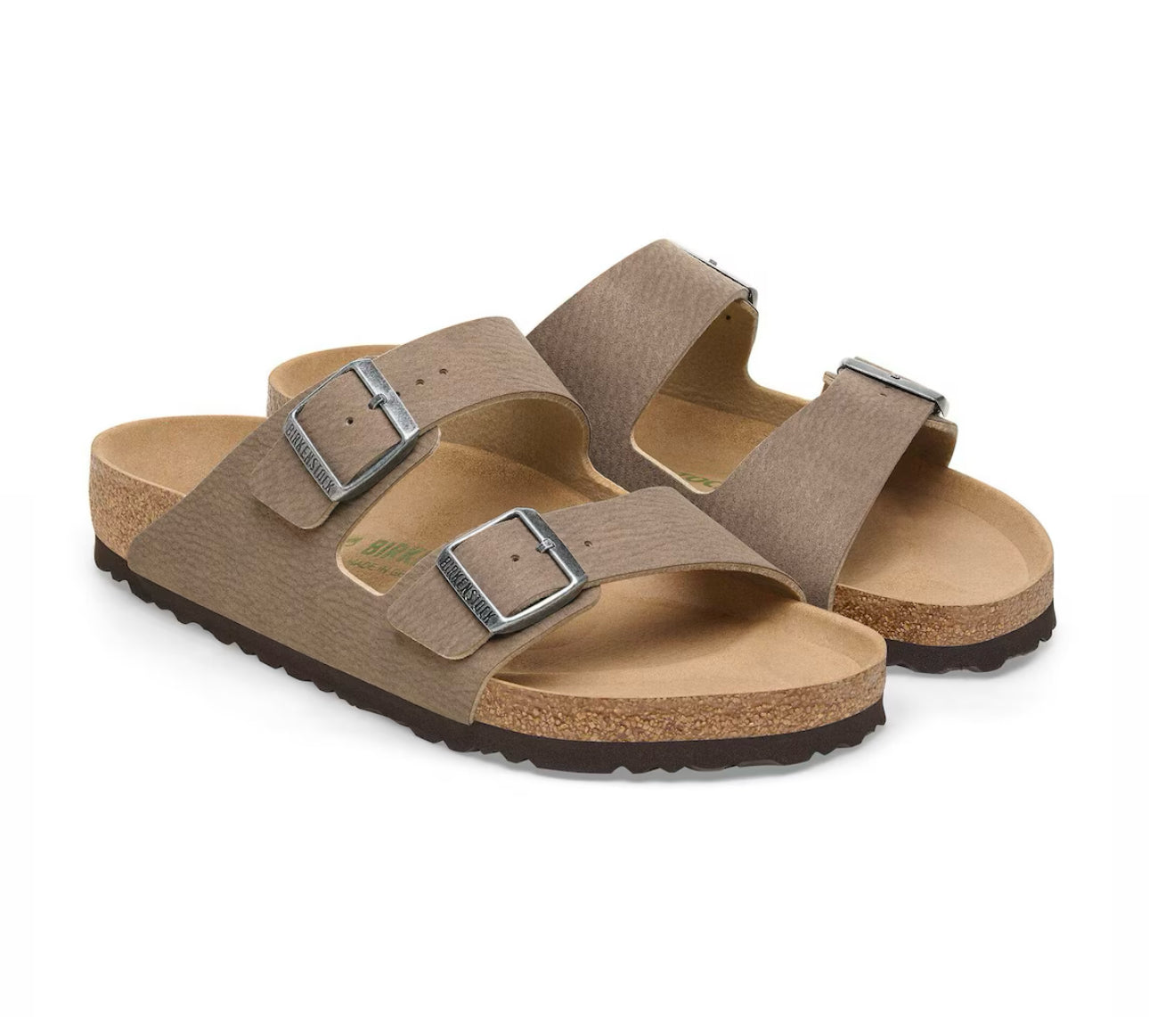 Birkenstock Arizona Desert Dust Gray Taupe Brown Sole Microfiber Vegan Made In Germany