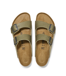 Birkenstock Arizona Faded Khaki Natural Leather Made In Germany