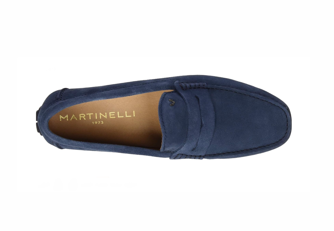 Martinelli 1411-2496X Pacific Azul Mar Light Blue Suede Leather Slip On Shoes Made In Spain