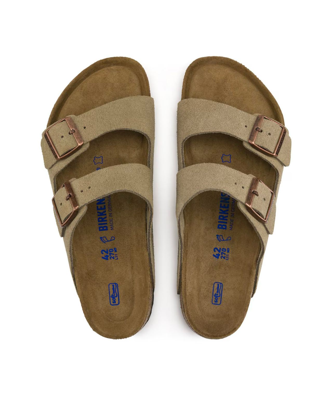 Birkenstock Arizona Taupe Suede Leather Soft Footbed Made In Germany