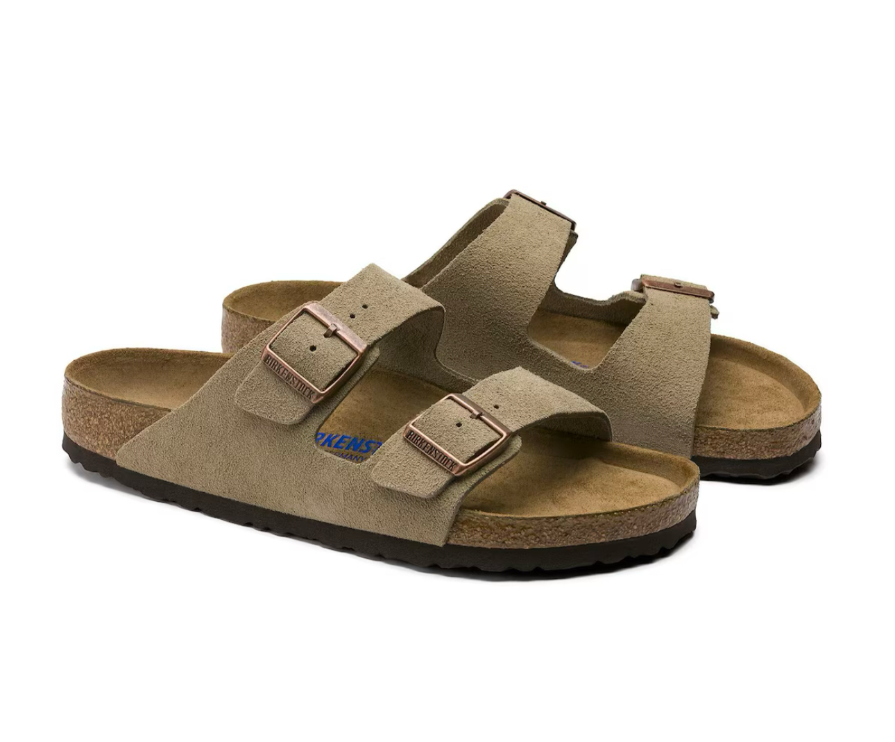 Birkenstock Arizona Taupe Suede Leather Soft Footbed Made In Germany