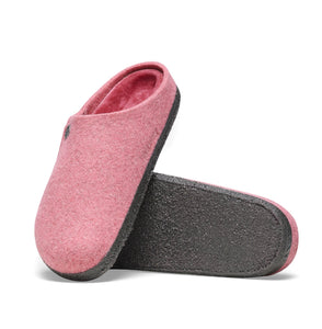 Birkenstock Zermatt Rivet Split Fuchsia Tulip Pink Wool Felt Clog Shearling Removable Footbed