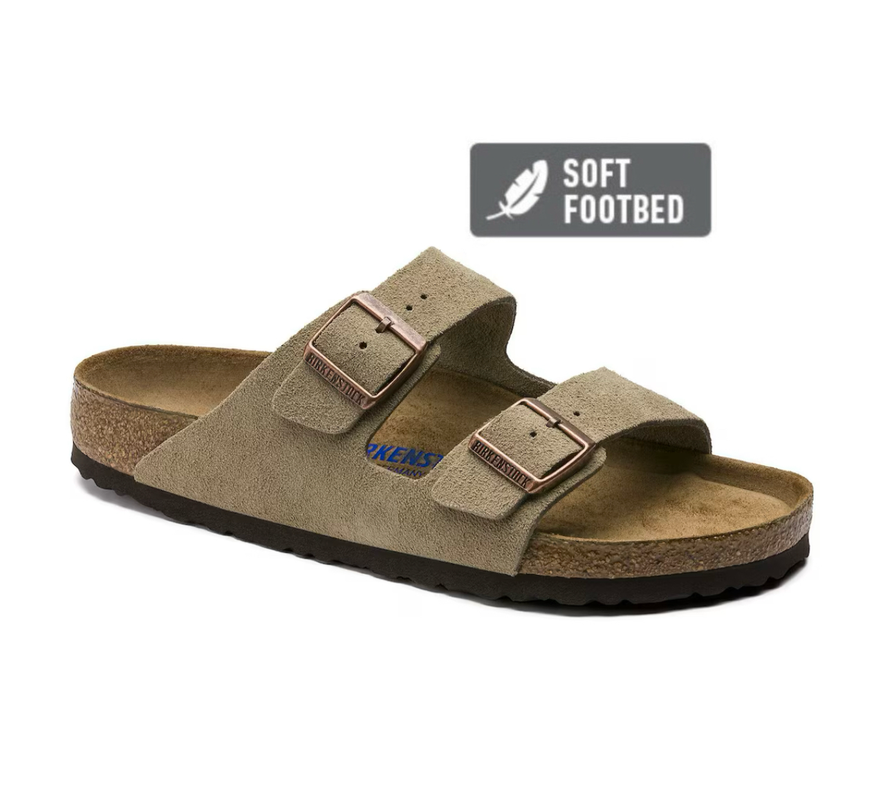 Birkenstock Arizona Taupe Suede Leather Soft Footbed Made In Germany