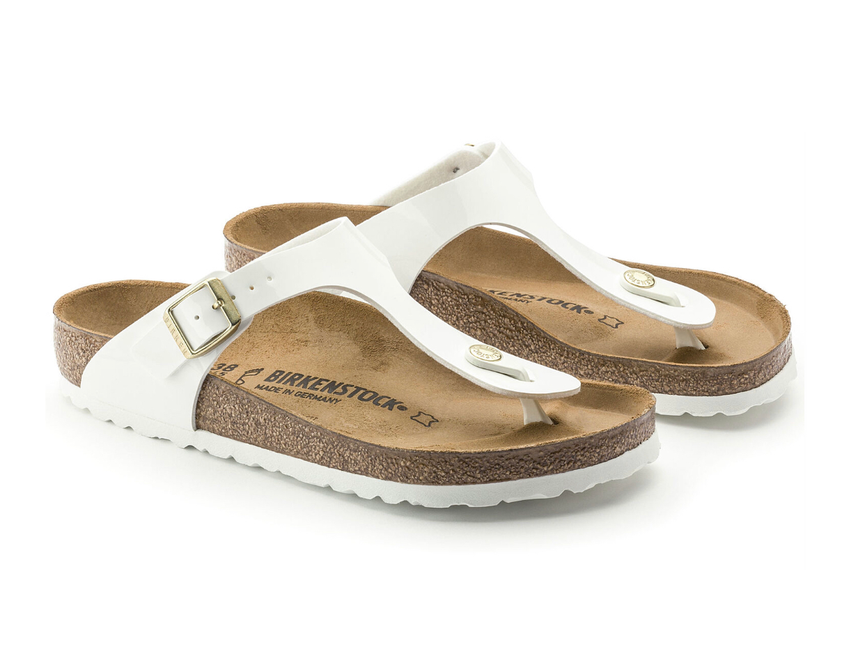 Birkenstock Gizeh Patent White Birko-Flor Made In Germany