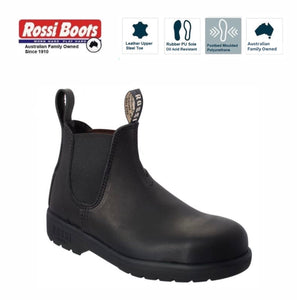 Rossi Boots Apollo 701 Black Steel Toe Chelsea Boot Redpath Shoes Canberra