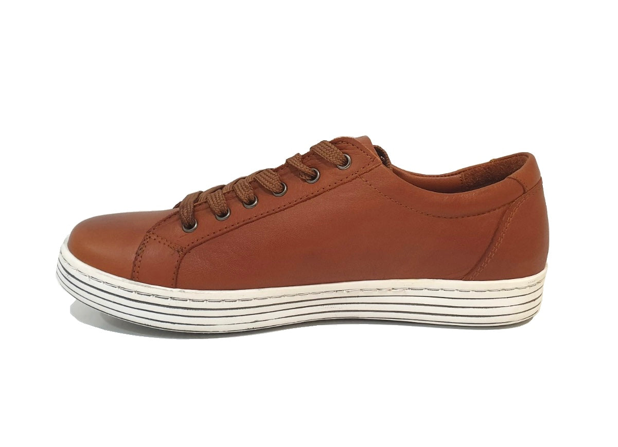 Cabello Comfort Unity Light Tan Brown 6 Eyelet Zip Shoe Made In Turkey