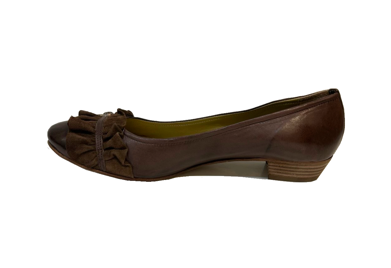 Progetto L146 Lampers Gris Dark Brown Leather Court Shoe Made In Italy