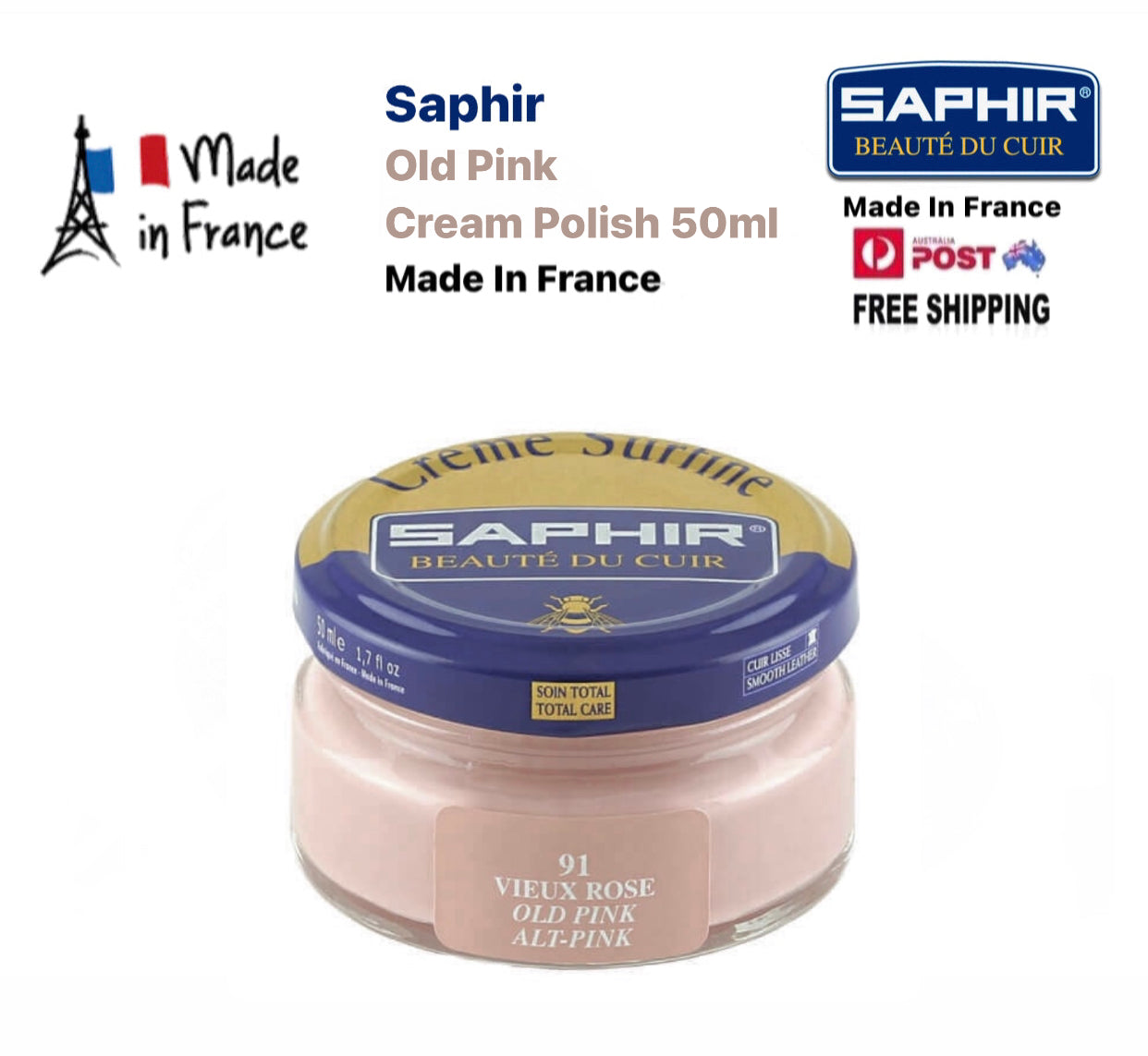 Saphir Old Pink Renovating Cream Polish 50ml Made In France