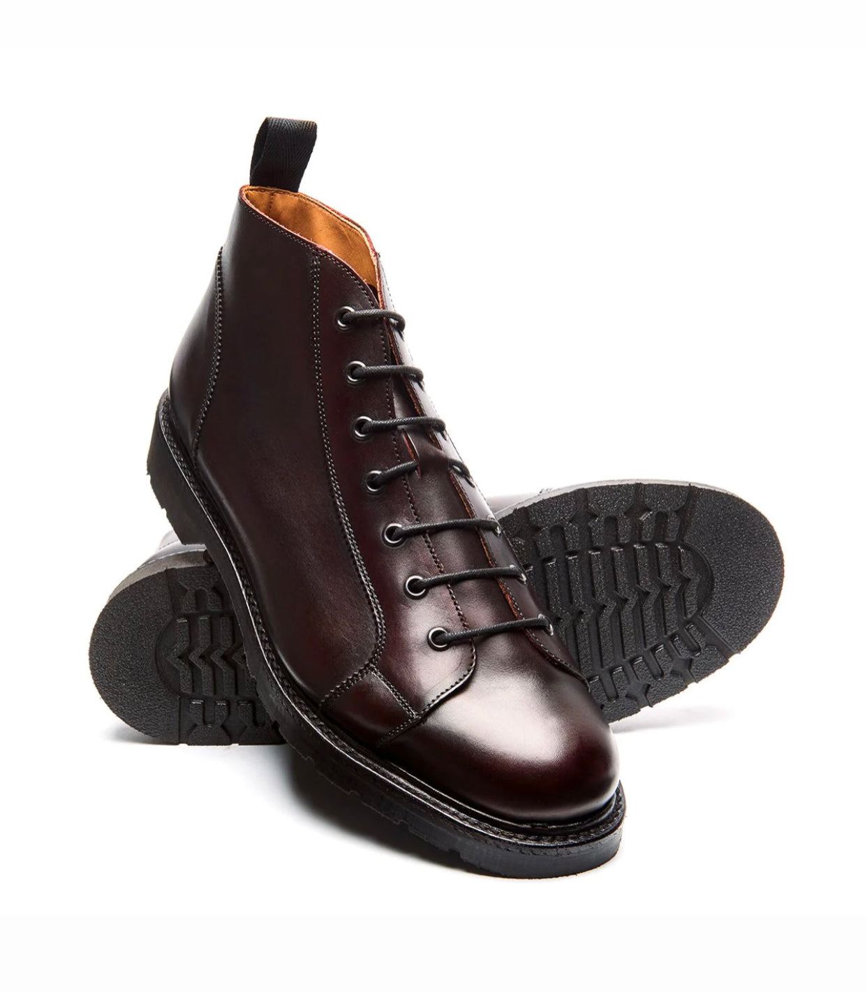 Solovair Monkey Burgundy Calf Leather 7 Eyelet Boot Made In England