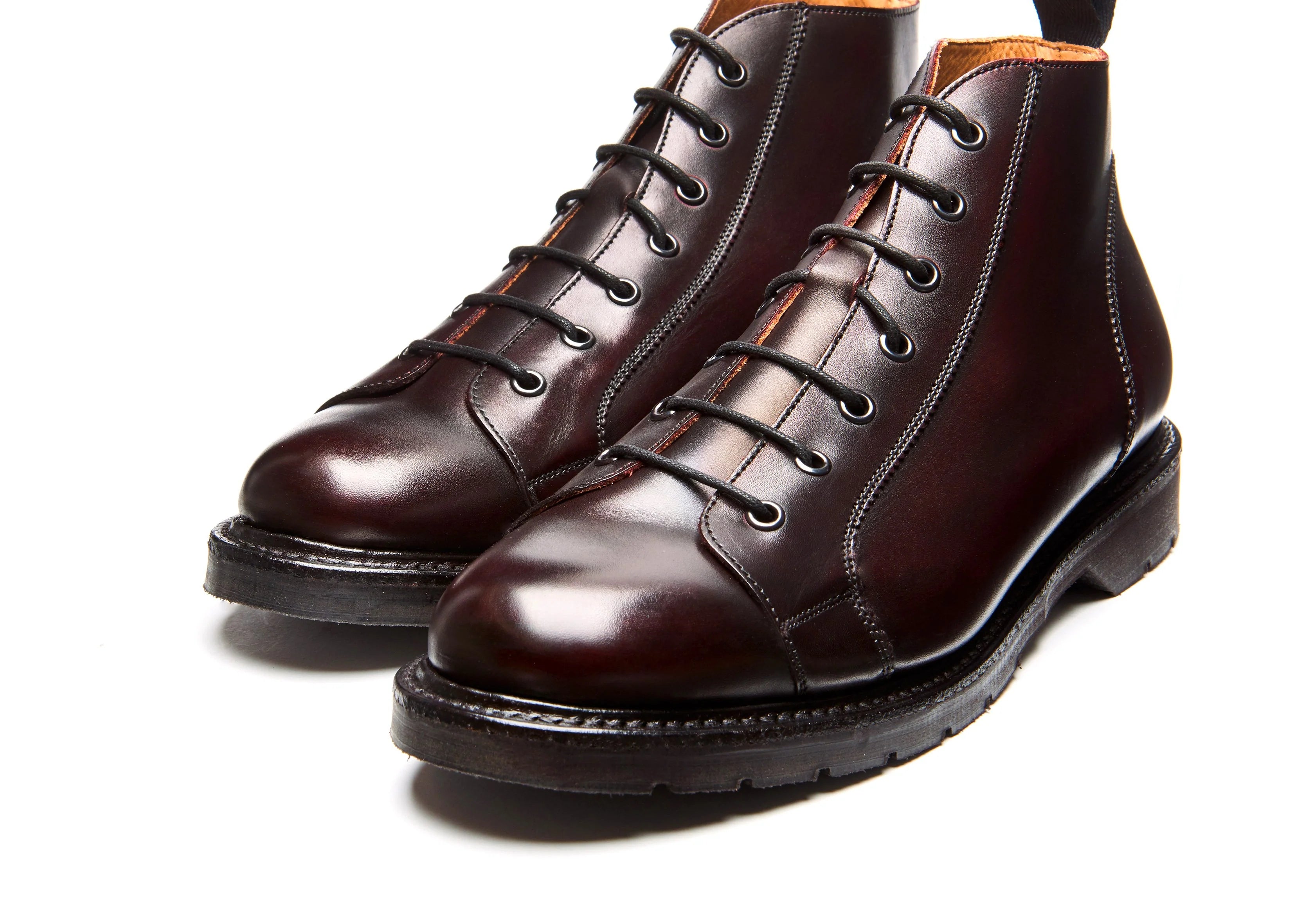 Solovair Monkey Burgundy Calf Leather 7 Eyelet Boot Made In England