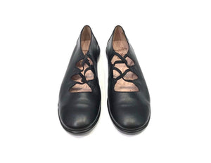 Wonders A-7821 Black Negro Leather Flats Made In Spain