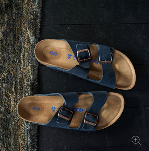 Birkenstock Arizona Navy Suede Leather Soft Footbed Made In Germany