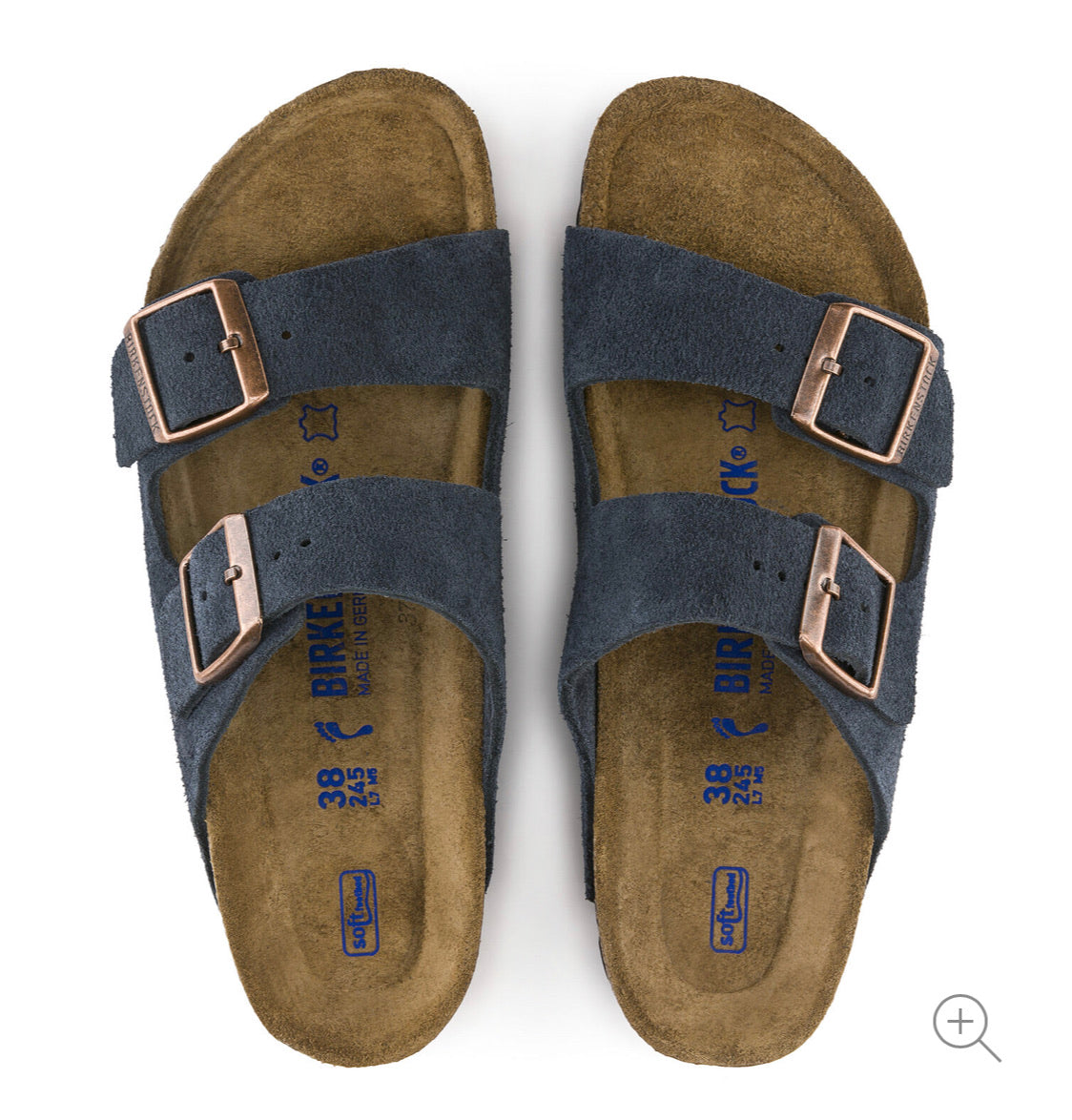 Birkenstock Arizona Navy Suede Leather Soft Footbed Made In Germany