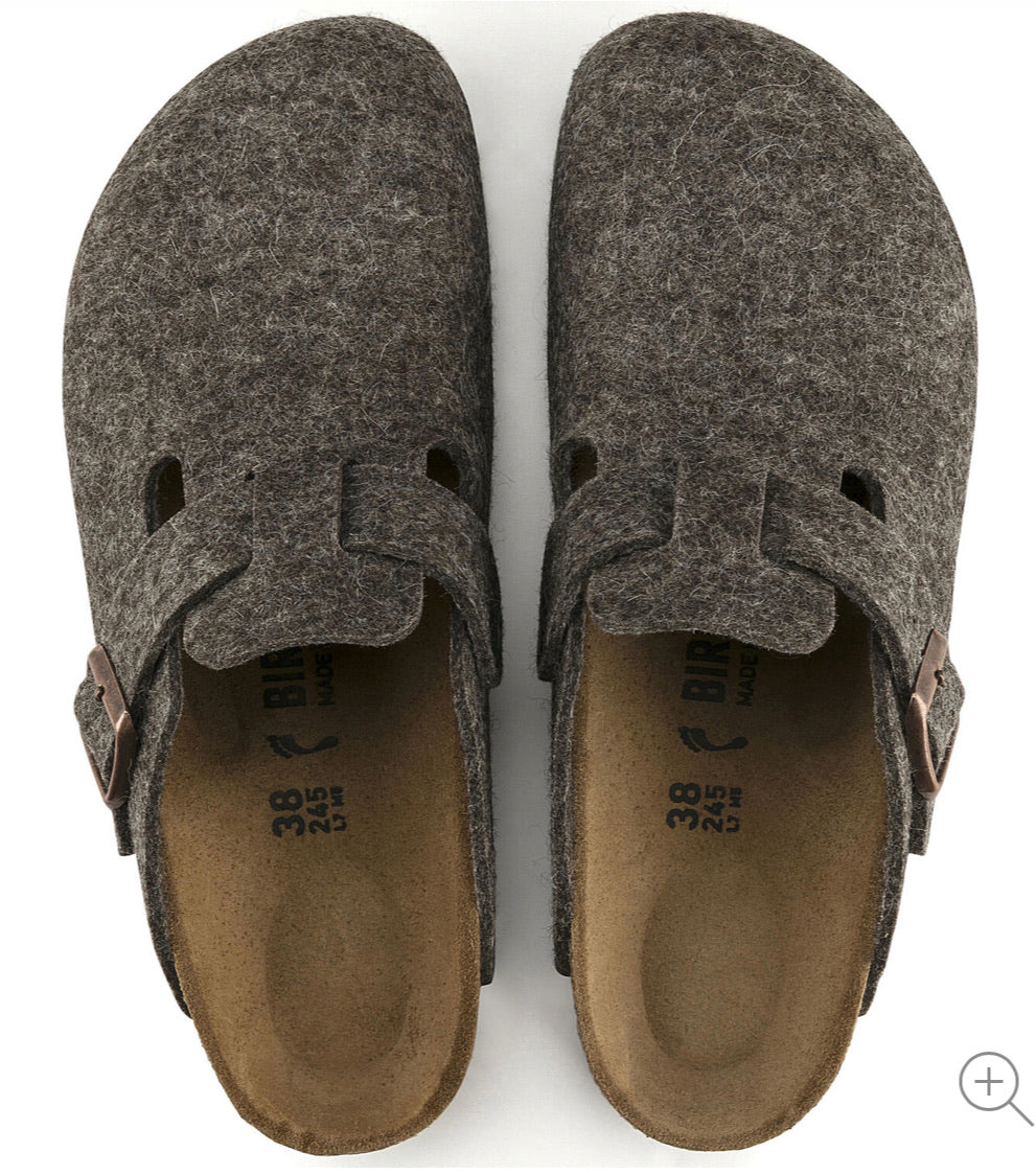 Birkenstock Boston Cocoa Wool Felt Clog Made In Germany