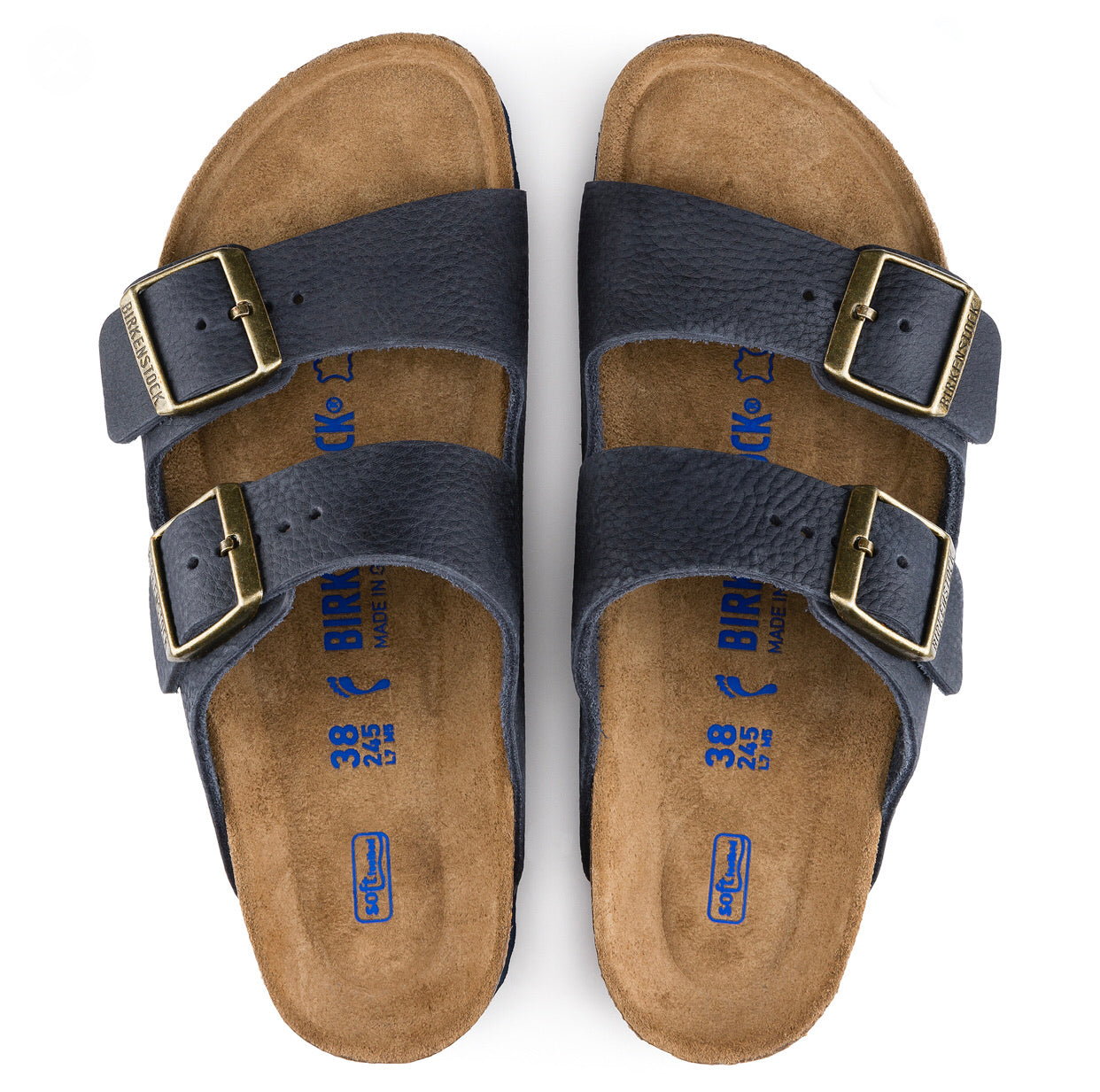 Birkenstock Arizona Steer Indigo Leather Soft Footbed Made In Germany