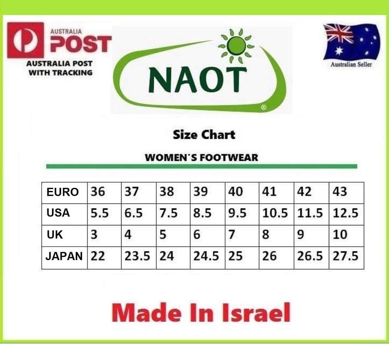 Naot shoe 2025 size chart