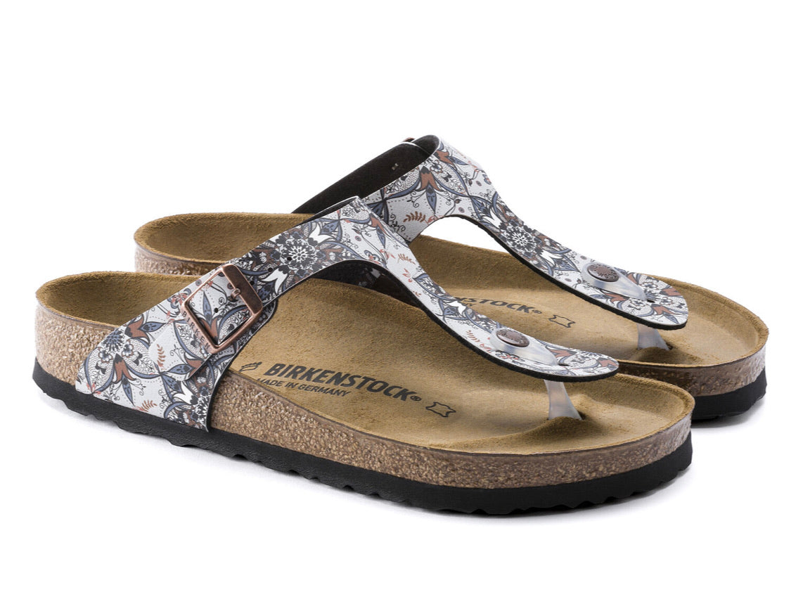 Birkenstock Gizeh Boho Flowers Navy Birko-Flor Made In Germany