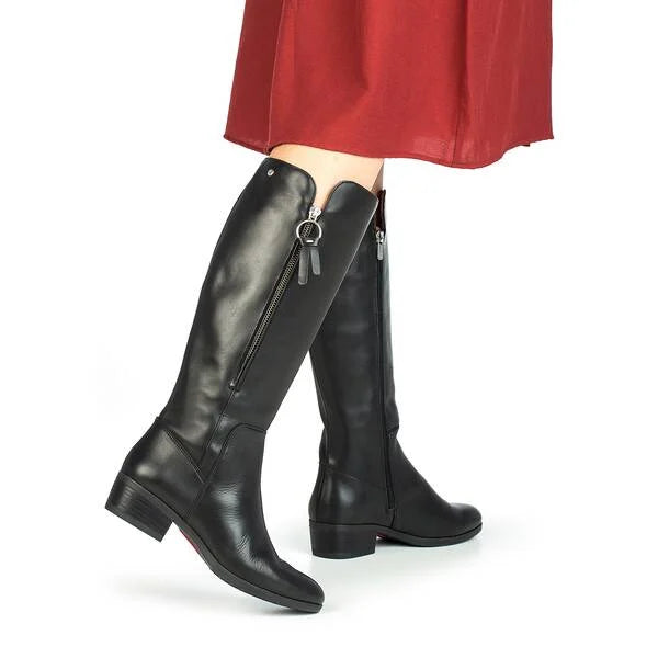 Pikolinos Daroca W1U-9653 Black Zip Knee High Boot Made In Spain