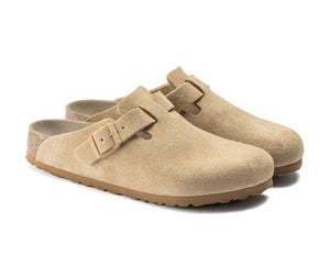 Birkenstock Boston Latte Cream Suede Soft Footbed Made In Germany