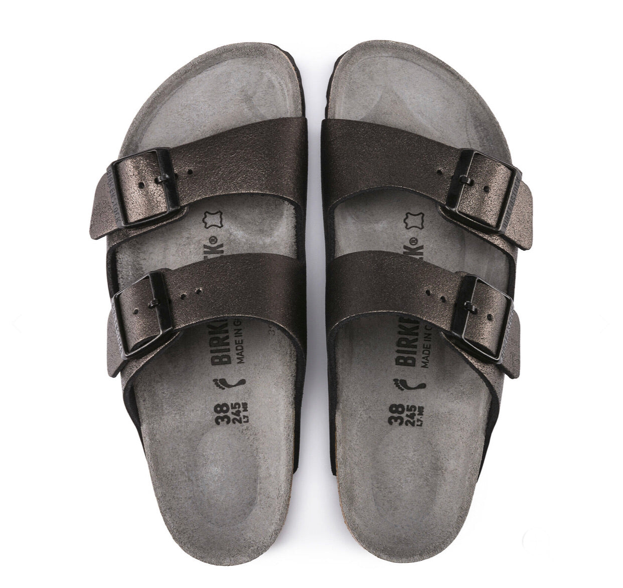 Birkenstock Arizona Washed Metallic Antique Black Made In Germany