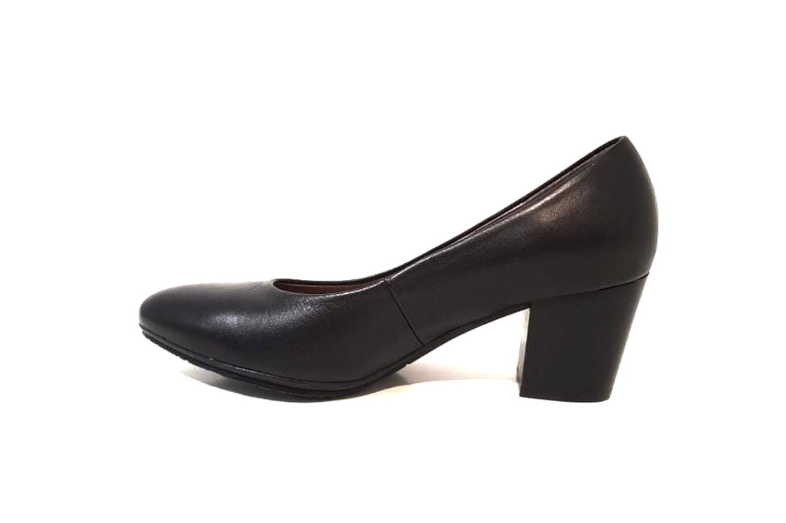 Wonders I-4722 Negro Black Leather Court Shoe Made In Spain