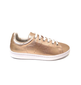 Minki Slam Rose Gold Metallic Leather 6 Eyelet Shoe