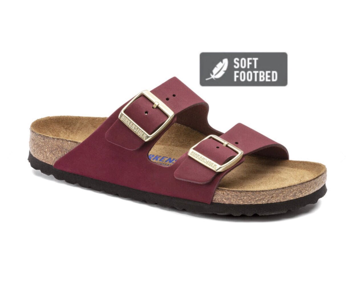 Birkenstock Arizona Maroon Nubuck Leather Soft Footbed Made In Germany