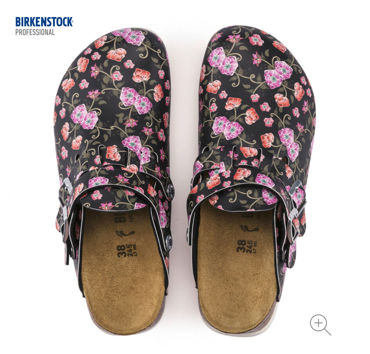 Birkenstock Kay Blooming Roses Black Birko-Flor Super Grip Made In Germany