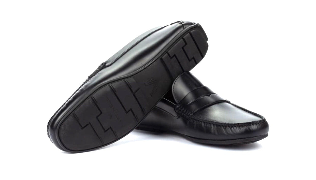 Martinelli 1411-2496B Black Pacific Leather Slip On Shoes Made In Spain