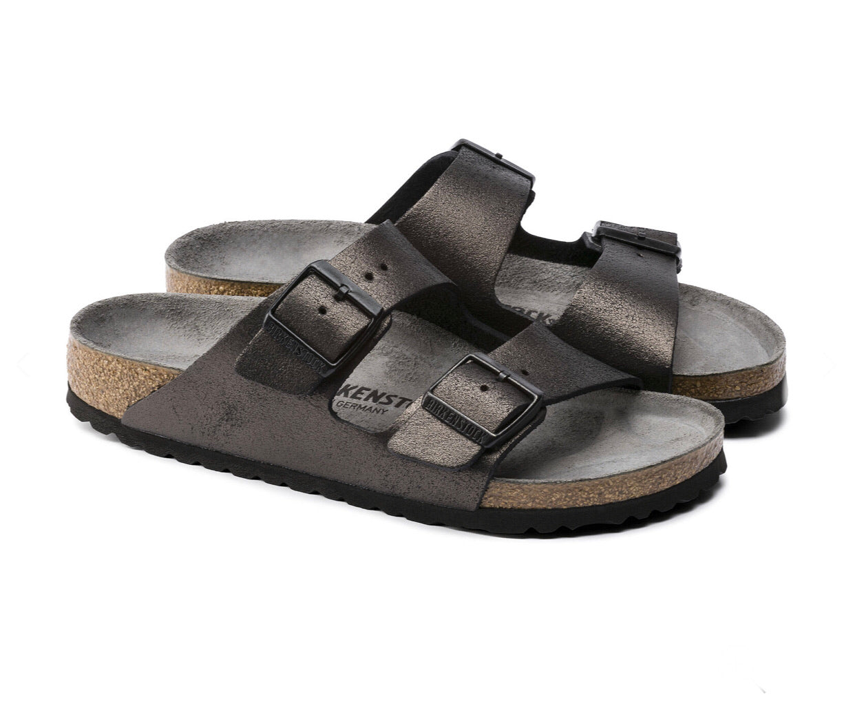 Birkenstock Arizona Washed Metallic Antique Black Made In Germany