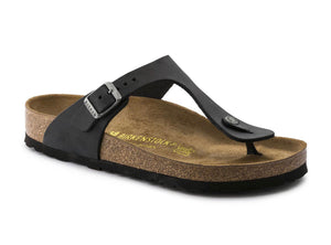 Birkenstock Gizeh Black Oiled Leather Made In Germany