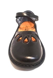 Naot Motiff Black Madras Leather Mary Jane Velcro Made In Israel