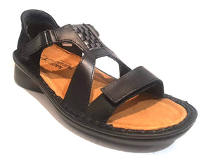 Naot Figaro Black Raven Metallic Black Combo Leather Ladies Sandals Made In Israel