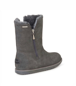 Emu Australia Charcoal Gravelly Zip Mid Calf Sheepskin Made In Australia