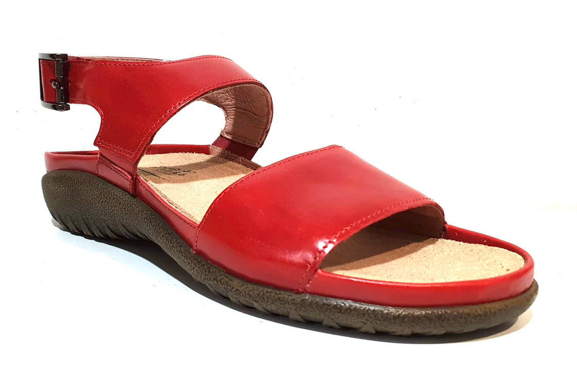 Naot Haki Poppy Red Leather Ladies Sandals Made In Israel